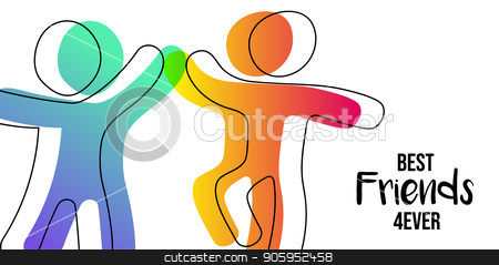 To use this stock image in your creative project, please select the size you need over to the right and click the "Add to Cart" button.
Your downloaded image will come with the Cutcaster watermark removed so don’t worry about the watermark you see on this page. Friendship Day web banner of friends high five stock vector clipart, Happy Friendship Day web banner. Friends doing high five for special event celebration in simple stick figure art style with best friend forever quote. EPS10 vector. by Cienpies Design