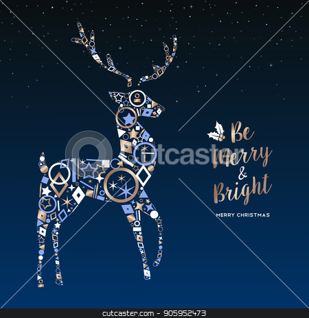 To use this stock image in your creative project, please select the size you need over to the right and click the "Add to Cart" button.
Your downloaded image will come with the Cutcaster watermark removed so don’t worry about the watermark you see on this page. Christmas deer made of copper icons greeting card stock vector clipart, Merry Christmas greeting card illustration. Xmas reindeer made of elegant copper icons on night sky background. EPS10 vector. by Cienpies Design