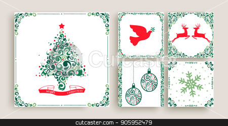 To use this stock image in your creative project, please select the size you need over to the right and click the "Add to Cart" button.
Your downloaded image will come with the Cutcaster watermark removed so don’t worry about the watermark you see on this page. Vintage Christmas decoration greeting card set stock vector clipart, Merry christmas set of vintage holiday greeting card templates. Retro style collection in festive colors with xmas pine tree, reindeer animals, ball ornament and text quotes. EPS10 vector.
by Cienpies Design