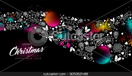 To use this stock image in your creative project, please select the size you need over to the right and click the "Add to Cart" button.
Your downloaded image will come with the Cutcaster watermark removed so don’t worry about the watermark you see on this page. Christmas and New Year glow gradient decoration stock vector clipart, Merry Christmas and Happy New Year greeting card of colorful ornament decoration icons, modern glow effect gradients. Holiday night illustration in futuristic neon style. EPS10 vector. by Cienpies Design