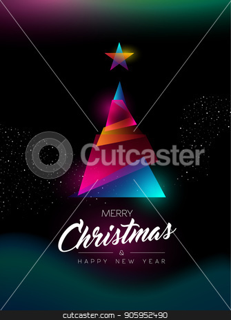 To use this stock image in your creative project, please select the size you need over to the right and click the "Add to Cart" button.
Your downloaded image will come with the Cutcaster watermark removed so don’t worry about the watermark you see on this page. Merry Christmas glow gradient tree greeting card stock vector clipart, Merry Christmas and Happy New Year greeting card of colorful xmas pine tree, modern glow effect gradients. Holiday night illustration in futuristic neon style. EPS10 vector. by Cienpies Design
