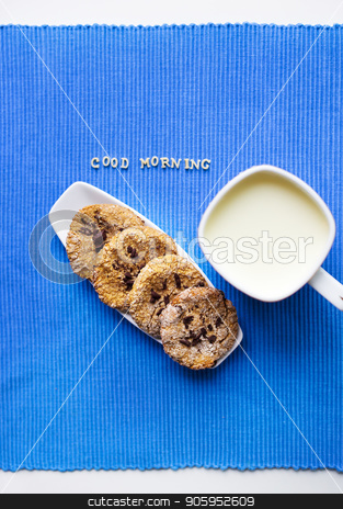 To use this stock image in your creative project, please select the size you need over to the right and click the "Add to Cart" button.
Your downloaded image will come with the Cutcaster watermark removed so don’t worry about the watermark you see on this page. oatmeal cookies in a white plate with a cup of milk that says good morning stock photo, oatmeal cookies in a white plate with a cup of milk that says good morning. by Sergiy Artsaba