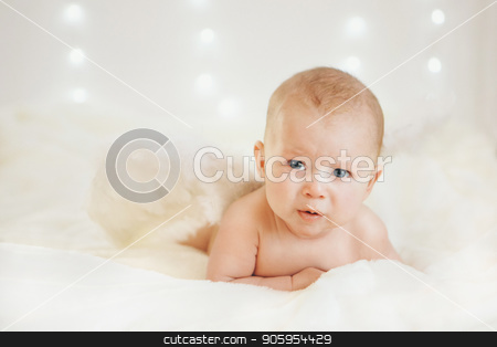 To use this stock image in your creative project, please select the size you need over to the right and click the "Add to Cart" button.
Your downloaded image will come with the Cutcaster watermark removed so don’t worry about the watermark you see on this page. a blue-eyed boy with his mouth open is lying on his stomach on a white background with wings behind his back. Angel Cupid looks up stock photo, a blue-eyed boy with his mouth open is lying on his stomach on a white background with wings behind his back. Angel Cupid looks up by aaalll3110