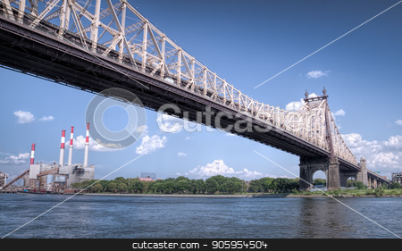 To use this stock image in your creative project, please select the size you need over to the right and click the "Add to Cart" button.
Your downloaded image will come with the Cutcaster watermark removed so don’t worry about the watermark you see on this page. 57th street bridge in NYC with cloudy blue sky stock photo, 57th street bridge in NYC with cloudy blue sky and electric plant by Shane Maritch