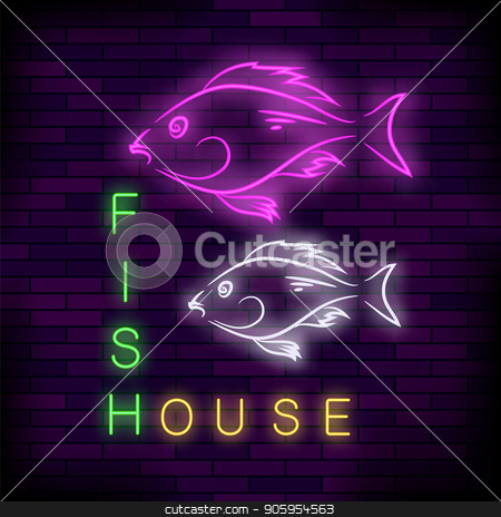 To use this stock image in your creative project, please select the size you need over to the right and click the "Add to Cart" button.
Your downloaded image will come with the Cutcaster watermark removed so don’t worry about the watermark you see on this page. Colorful Neon Fish House Sign stock vector clipart, Colorful Neon Fish House Sign on Brick Wall Background. by valeo5
