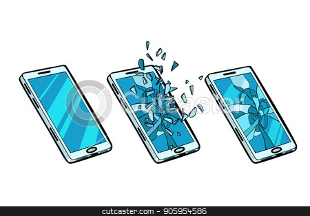 To use this stock image in your creative project, please select the size you need over to the right and click the "Add to Cart" button.
Your downloaded image will come with the Cutcaster watermark removed so don’t worry about the watermark you see on this page. Smartphone whole, cracked glass and the phone is broken stock vector clipart, Smartphone whole, cracked glass and the phone is broken. Pop art retro vector illustration kitsch vintage by studiostoks