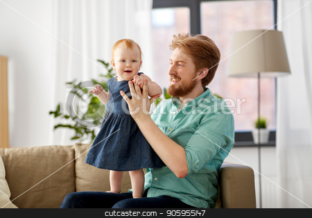 To use this stock image in your creative project, please select the size you need over to the right and click the "Add to Cart" button.
Your downloaded image will come with the Cutcaster watermark removed so don’t worry about the watermark you see on this page. happy father with little baby daughter at home stock photo, family, fatherhood and people concept - happy red haired father with little baby daughter at home by Syda Productions