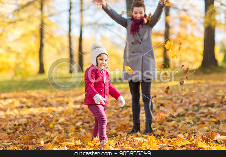 To use this stock image in your creative project, please select the size you need over to the right and click the "Add to Cart" button.
Your downloaded image will come with the Cutcaster watermark removed so don’t worry about the watermark you see on this page. happy family playing with autumn leaves at park stock photo, family, season and people concept - happy mother and little daughter playing with autumn leaves at park by Syda Productions