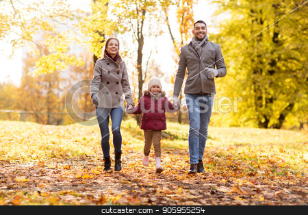 To use this stock image in your creative project, please select the size you need over to the right and click the "Add to Cart" button.
Your downloaded image will come with the Cutcaster watermark removed so don’t worry about the watermark you see on this page. happy family walking at autumn park stock photo, family, season and people concept - happy mother, father and little daughter walking at autumn park by Syda Productions