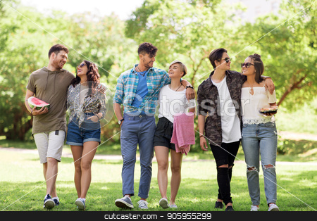 To use this stock image in your creative project, please select the size you need over to the right and click the "Add to Cart" button.
Your downloaded image will come with the Cutcaster watermark removed so don’t worry about the watermark you see on this page. happy friends with picnic blanket at summer park stock photo, friendship and leisure concept - group of happy friends with picnic blanket and watermelon walking at summer park by Syda Productions