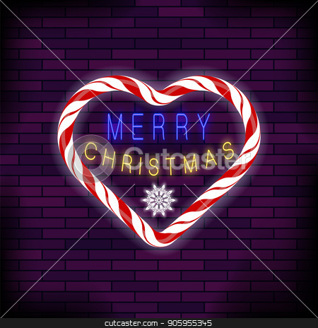 To use this stock image in your creative project, please select the size you need over to the right and click the "Add to Cart" button.
Your downloaded image will come with the Cutcaster watermark removed so don’t worry about the watermark you see on this page. Merry Christmas Colorful Neon Sign with Heart on Brick Background stock vector clipart, Merry Christmas Colorful Neon Sign with Candy Heart on Brick Background by valeo5