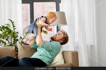 To use this stock image in your creative project, please select the size you need over to the right and click the "Add to Cart" button.
Your downloaded image will come with the Cutcaster watermark removed so don’t worry about the watermark you see on this page. happy father with little baby girl at home stock photo, family, fatherhood and people concept - happy red haired father with little baby girl at home by Syda Productions