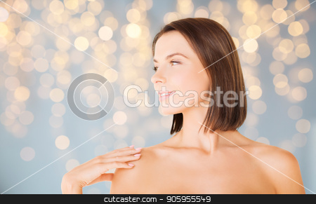To use this stock image in your creative project, please select the size you need over to the right and click the "Add to Cart" button.
Your downloaded image will come with the Cutcaster watermark removed so don’t worry about the watermark you see on this page. beautiful bare woman over green natural background stock photo, wellness and beauty concept - portrait of beautiful bare woman over holidays lights background by Syda Productions