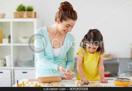To use this stock image in your creative project, please select the size you need over to the right and click the "Add to Cart" button.
Your downloaded image will come with the Cutcaster watermark removed so don’t worry about the watermark you see on this page. happy mother and daughter making cookies at home stock photo, family, cooking and people concept - happy mother and little daughter with molds making cookies from dough at home kitchen by Syda Productions