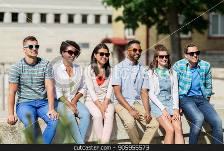To use this stock image in your creative project, please select the size you need over to the right and click the "Add to Cart" button.
Your downloaded image will come with the Cutcaster watermark removed so don’t worry about the watermark you see on this page. group of happy friends in sunglasses in city stock photo, people, friendship and international concept - group of happy smiling friends in sunglasses in city by Syda Productions