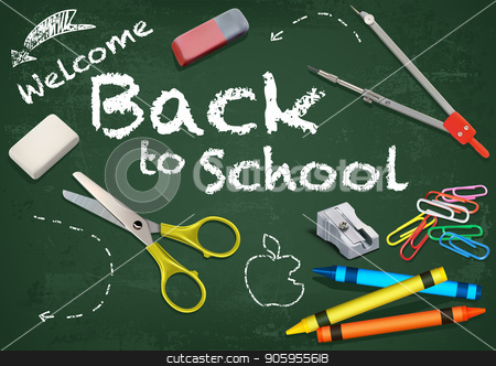 To use this stock image in your creative project, please select the size you need over to the right and click the "Add to Cart" button.
Your downloaded image will come with the Cutcaster watermark removed so don’t worry about the watermark you see on this page. Background Welcome Back to School stock vector clipart, Welcome Back to School Title Written in a Chalkboard with Decorative Equipment - Colored and Detailed Illustration, Vector by derocz