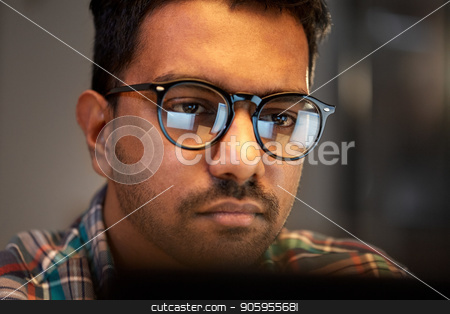 To use this stock image in your creative project, please select the size you need over to the right and click the "Add to Cart" button.
Your downloaded image will come with the Cutcaster watermark removed so don’t worry about the watermark you see on this page. close up of creative man working at night office stock photo, education, deadline and people concept - close up of creative man in glasses working at night office and thinking by Syda Productions