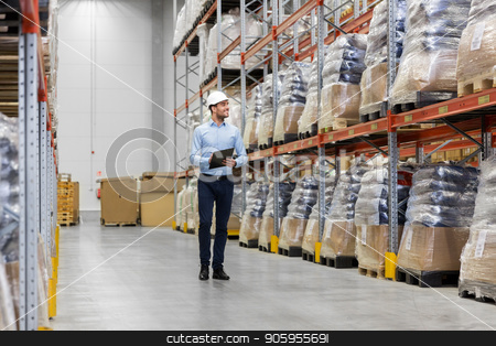To use this stock image in your creative project, please select the size you need over to the right and click the "Add to Cart" button.
Your downloaded image will come with the Cutcaster watermark removed so don’t worry about the watermark you see on this page. businessman in helmet with clipboard at warehouse stock photo, logistic business, shipment and people concept - businessman in helmet with clipboard checking goods at warehouse by Syda Productions