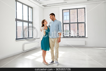 To use this stock image in your creative project, please select the size you need over to the right and click the "Add to Cart" button.
Your downloaded image will come with the Cutcaster watermark removed so don’t worry about the watermark you see on this page. happy couple with keys of new home stock photo, mortgage, people and real estate concept - happy couple with keys at empty room of new home by Syda Productions