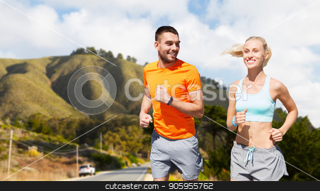 To use this stock image in your creative project, please select the size you need over to the right and click the "Add to Cart" button.
Your downloaded image will come with the Cutcaster watermark removed so don’t worry about the watermark you see on this page. smiling couple running over big sur hills stock photo, fitness, sport and healthy lifestyle concept - smiling couple with heart-rate watch running over big sur hills and road background in california by Syda Productions