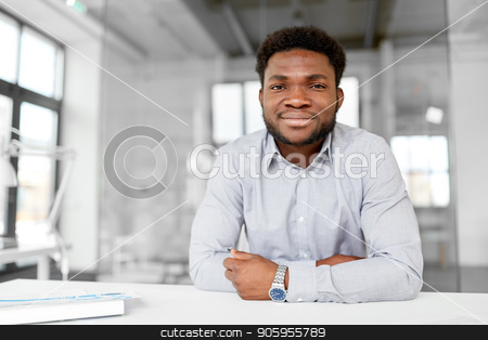 To use this stock image in your creative project, please select the size you need over to the right and click the "Add to Cart" button.
Your downloaded image will come with the Cutcaster watermark removed so don’t worry about the watermark you see on this page. smiling african american businessman at office stock photo, business and people concept - smiling african american businessman at office by Syda Productions