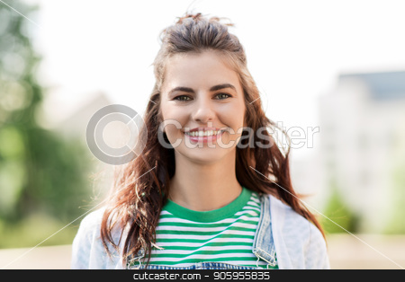 To use this stock image in your creative project, please select the size you need over to the right and click the "Add to Cart" button.
Your downloaded image will come with the Cutcaster watermark removed so don’t worry about the watermark you see on this page. portrait of happy young woman outdoors stock photo, people concept - portrait of happy smiling young woman outdoors by Syda Productions