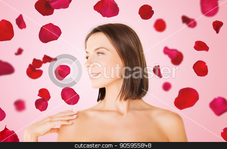 To use this stock image in your creative project, please select the size you need over to the right and click the "Add to Cart" button.
Your downloaded image will come with the Cutcaster watermark removed so don’t worry about the watermark you see on this page. beautiful bare woman over rose petals background stock photo, wellness and beauty concept - portrait of beautiful bare woman over red rose petals on pink background by Syda Productions