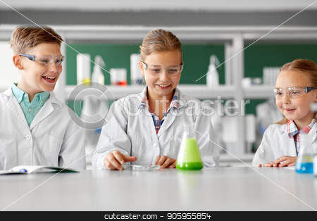 To use this stock image in your creative project, please select the size you need over to the right and click the "Add to Cart" button.
Your downloaded image will come with the Cutcaster watermark removed so don’t worry about the watermark you see on this page. kids with test tube studying chemistry at school stock photo, education, science, chemistry and children concept - kids or students with test tube making experiment at school laboratory by Syda Productions