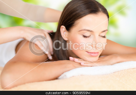 To use this stock image in your creative project, please select the size you need over to the right and click the "Add to Cart" button.
Your downloaded image will come with the Cutcaster watermark removed so don’t worry about the watermark you see on this page. close up of beautiful woman having massage at spa stock photo, wellness, spa and beauty concept - close up of beautiful woman having massage over green natural background by Syda Productions