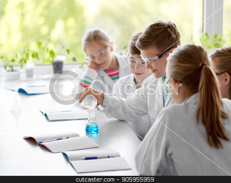 To use this stock image in your creative project, please select the size you need over to the right and click the "Add to Cart" button.
Your downloaded image will come with the Cutcaster watermark removed so don’t worry about the watermark you see on this page. kids with test tube studying chemistry at school stock photo, education, science, chemistry and children concept - kids or students with test tube making experiment at school laboratory by Syda Productions