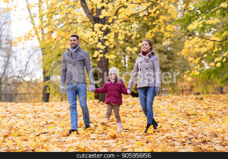 To use this stock image in your creative project, please select the size you need over to the right and click the "Add to Cart" button.
Your downloaded image will come with the Cutcaster watermark removed so don’t worry about the watermark you see on this page. happy family walking at autumn park stock photo, family, season and people concept - happy mother, father and little daughter walking at autumn park by Syda Productions