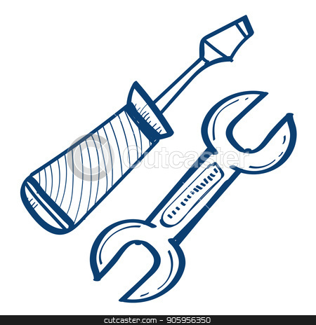 To use this stock image in your creative project, please select the size you need over to the right and click the "Add to Cart" button.
Your downloaded image will come with the Cutcaster watermark removed so don’t worry about the watermark you see on this page. Screwdriver and wrench icon. stock vector clipart, Screwdriver and wrench icon. Design elements in hand drawn style. by Filipp Efanov