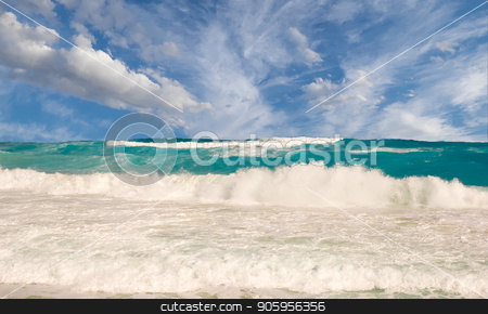 To use this stock image in your creative project, please select the size you need over to the right and click the "Add to Cart" button.
Your downloaded image will come with the Cutcaster watermark removed so don’t worry about the watermark you see on this page. Rough Seas Stormy Sky stock photo, A beach scene with a rough surf and storm clouds moving in by Darryl Brooks