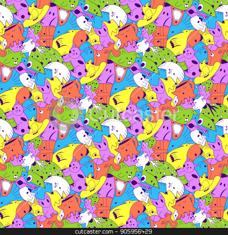 To use this stock image in your creative project, please select the size you need over to the right and click the "Add to Cart" button.
Your downloaded image will come with the Cutcaster watermark removed so don’t worry about the watermark you see on this page. Bright background with fantastic creatures. stock vector clipart, Bright background with fantastic creatures. Seamless pattern with fantazy animals. olored repeating pattern for the background of packaging paper, textiles, websites, wallpaper and other patterned by Heliburcka