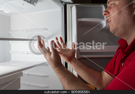 To use this stock image in your creative project, please select the size you need over to the right and click the "Add to Cart" button.
Your downloaded image will come with the Cutcaster watermark removed so don’t worry about the watermark you see on this page. Sad man with no food available stock photo, Man trying to get some food l only to see that he needs to go shopping for food. by txking