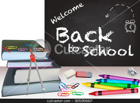 To use this stock image in your creative project, please select the size you need over to the right and click the "Add to Cart" button.
Your downloaded image will come with the Cutcaster watermark removed so don’t worry about the watermark you see on this page. Background Back to School stock vector clipart, Background Back to School with Books and Colorful School Equipment - Detailed Illustration, Vector Graphics by derocz