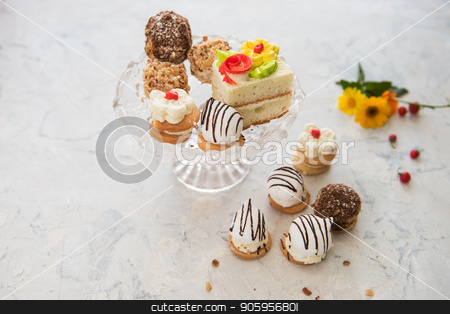 To use this stock image in your creative project, please select the size you need over to the right and click the "Add to Cart" button.
Your downloaded image will come with the Cutcaster watermark removed so don’t worry about the watermark you see on this page. Different cakes composition stock photo, Different cakes composition on concrete background by olinchuk