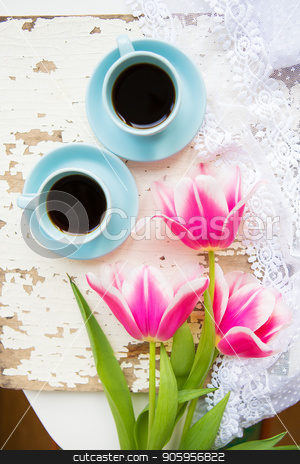 To use this stock image in your creative project, please select the size you need over to the right and click the "Add to Cart" button.
Your downloaded image will come with the Cutcaster watermark removed so don’t worry about the watermark you see on this page. coffee, croissants and three beautiful pink tulips on old white table stock photo, coffee, croissants and three beautiful pink tulips on old white table. by Sergiy Artsaba