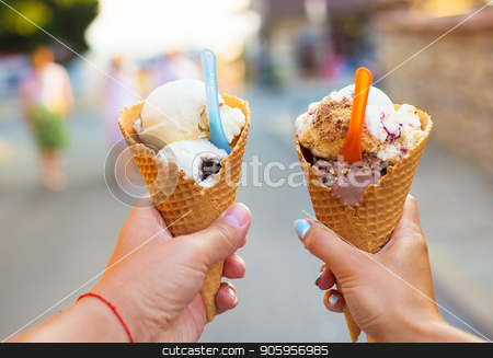 To use this stock image in your creative project, please select the size you need over to the right and click the "Add to Cart" button.
Your downloaded image will come with the Cutcaster watermark removed so don’t worry about the watermark you see on this page. Beautiful bright ice cream with different flavors in the hands of a couple stock photo, Beautiful bright ice cream with different flavors in the hands of a couple. by Sergiy Artsaba