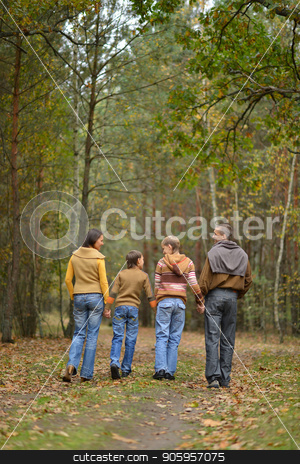 To use this stock image in your creative project, please select the size you need over to the right and click the "Add to Cart" button.
Your downloaded image will come with the Cutcaster watermark removed so don’t worry about the watermark you see on this page. Family of four in park stock photo, Happy family of four walking in the park in autumn by Ruslan Huzau