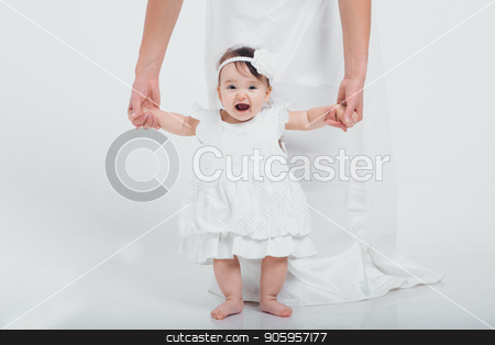 To use this stock image in your creative project, please select the size you need over to the right and click the "Add to Cart" button.
Your downloaded image will come with the Cutcaster watermark removed so don’t worry about the watermark you see on this page. a little girl in a white dress learns to walk holding her mother's hands. Newborn fashion stock photo, a little girl in a white dress learns to walk holding her mother's hands. Newborn fashion by aaalll3110