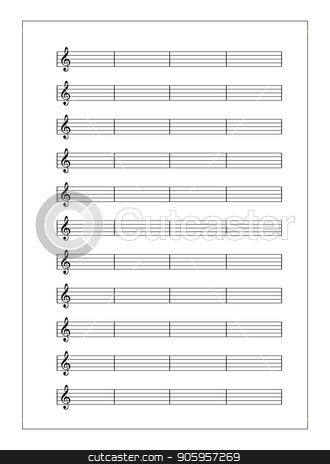 To use this stock image in your creative project, please select the size you need over to the right and click the "Add to Cart" button.
Your downloaded image will come with the Cutcaster watermark removed so don’t worry about the watermark you see on this page. White music sheet with note grid with treble clef on white stock vector clipart, White music sheet with note grid with treble clef isolated on white by Evgeny