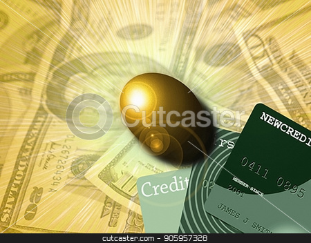 To use this stock image in your creative project, please select the size you need over to the right and click the "Add to Cart" button.
Your downloaded image will come with the Cutcaster watermark removed so don’t worry about the watermark you see on this page. Golden egg stock photo, Golden egg, cash and credit cards. 3D rendering. by Bruce Rolff