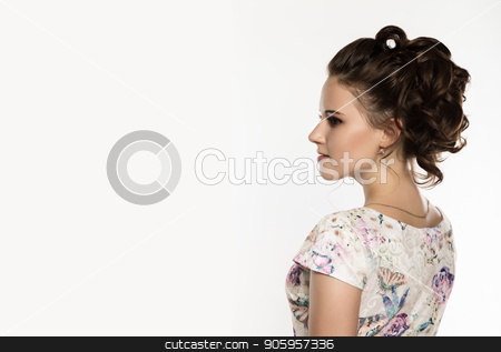 To use this stock image in your creative project, please select the size you need over to the right and click the "Add to Cart" button.
Your downloaded image will come with the Cutcaster watermark removed so don’t worry about the watermark you see on this page. young elegant woman with professional hairstyle poses on a white background. free space for your text stock photo, young elegant woman with professional hairstyle poses on a white background. by Alexander