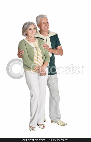 To use this stock image in your creative project, please select the size you need over to the right and click the "Add to Cart" button.
Your downloaded image will come with the Cutcaster watermark removed so don’t worry about the watermark you see on this page. portrait of senior couple embracing isolated stock photo, Full length portrait of senior couple embracing isolated on white background by Ruslan Huzau
