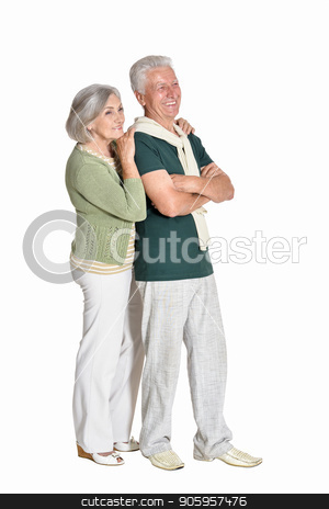 To use this stock image in your creative project, please select the size you need over to the right and click the "Add to Cart" button.
Your downloaded image will come with the Cutcaster watermark removed so don’t worry about the watermark you see on this page. portrait of senior couple embracing isolated stock photo, Full length portrait of senior couple embracing isolated on white background by Ruslan Huzau