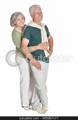 To use this stock image in your creative project, please select the size you need over to the right and click the "Add to Cart" button.
Your downloaded image will come with the Cutcaster watermark removed so don’t worry about the watermark you see on this page. portrait of senior couple embracing isolated stock photo, Full length portrait of senior couple embracing isolated on white background by Ruslan Huzau
