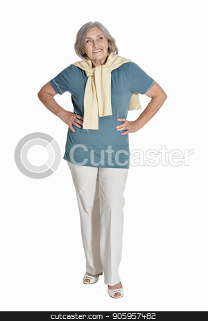 To use this stock image in your creative project, please select the size you need over to the right and click the "Add to Cart" button.
Your downloaded image will come with the Cutcaster watermark removed so don’t worry about the watermark you see on this page. happy senior woman posing stock photo, full length, happy senior woman posing, isolated on white by Ruslan Huzau