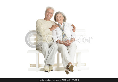 To use this stock image in your creative project, please select the size you need over to the right and click the "Add to Cart" button.
Your downloaded image will come with the Cutcaster watermark removed so don’t worry about the watermark you see on this page. portrait of senior couple sitting on bench stock photo, portrait of senior couple sitting on bench isolated on white background, full length by Ruslan Huzau