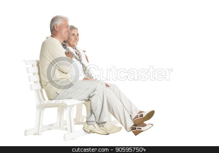 To use this stock image in your creative project, please select the size you need over to the right and click the "Add to Cart" button.
Your downloaded image will come with the Cutcaster watermark removed so don’t worry about the watermark you see on this page. portrait of senior couple sitting on bench stock photo, portrait of senior couple sitting on bench isolated on white background, full length by Ruslan Huzau